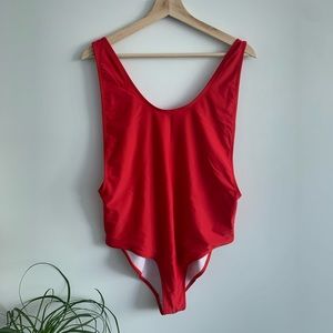 🍒 Missguided - Red One Piece Low Side Bikini